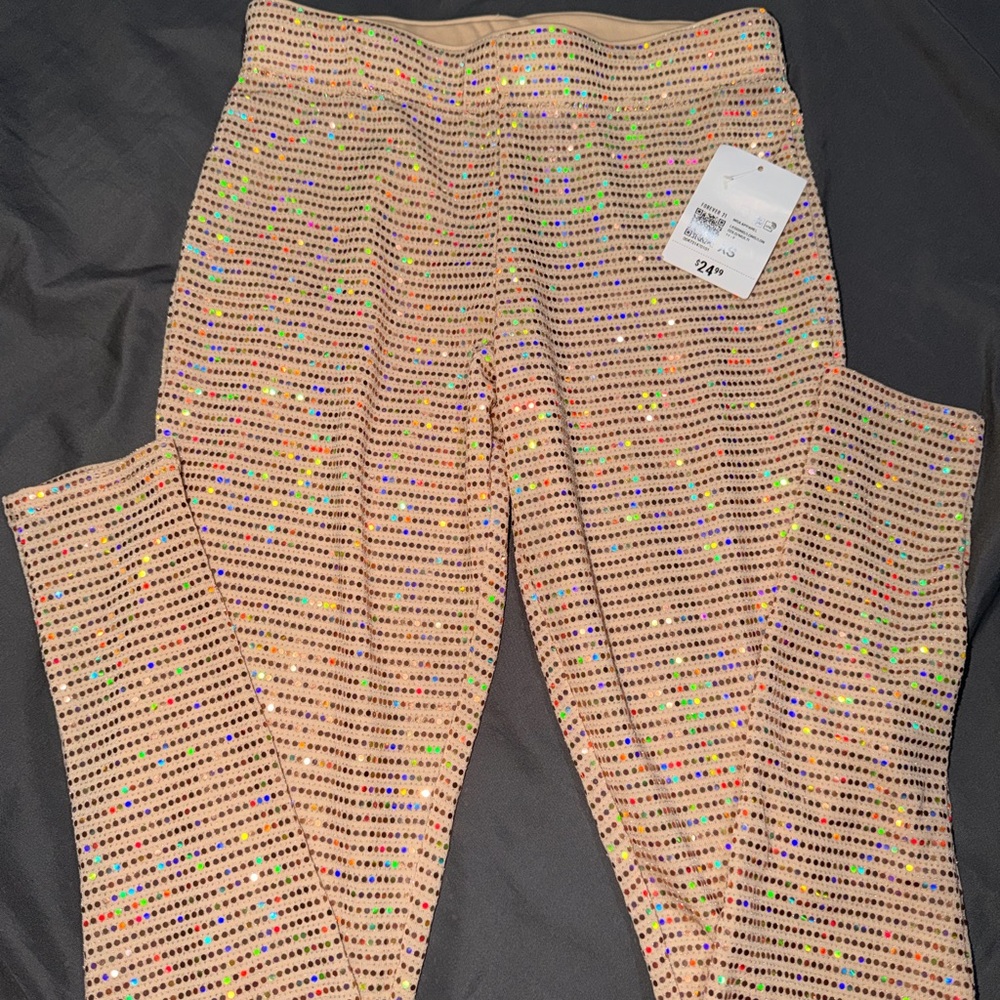 Forever 21 Kids Sequin Leggings - Tan and Multicolor
